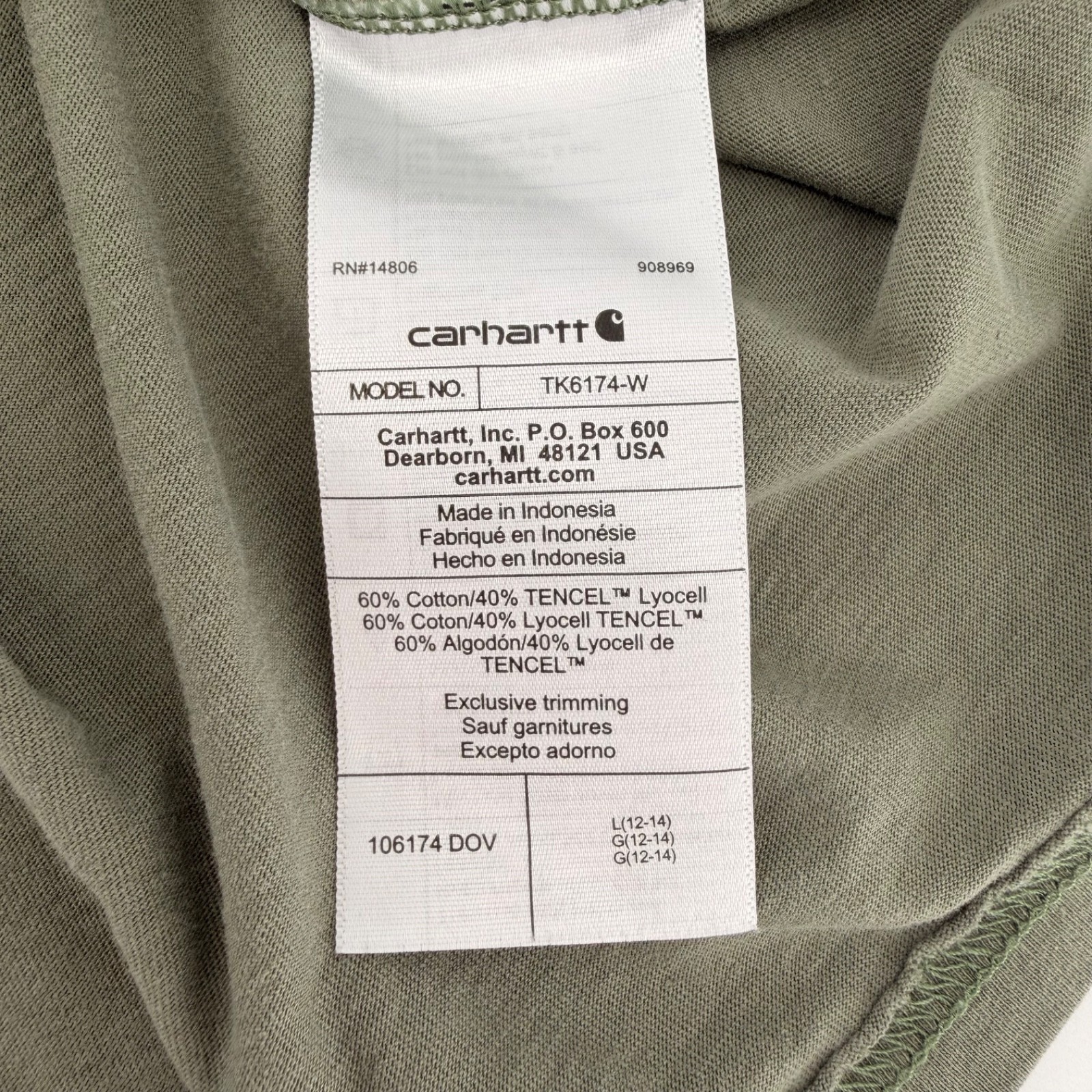 Carhartt Short Sleeve T-Shirt, Women’s Loose Fit, Large