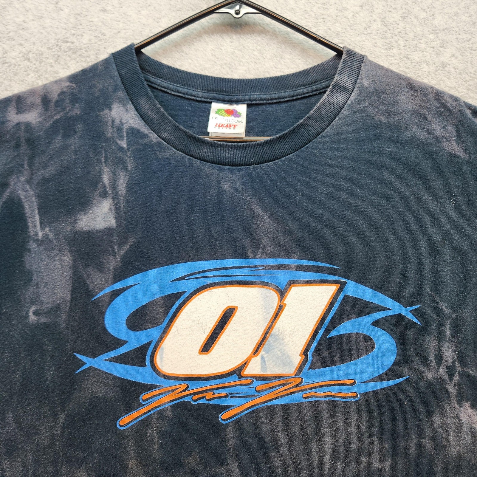 Racing 01 Shirt Mens XL Black Bleach Tie Dye Sponsors Graphic Dirt Track Tee