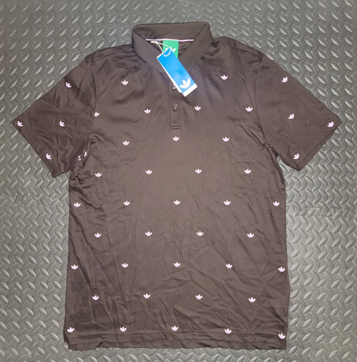 NEW MENS ADIDAS ORIGINALS MONOGRAM TREFOIL POLO SHIRT ~MEDIUM #JX9265 BROWN PINK