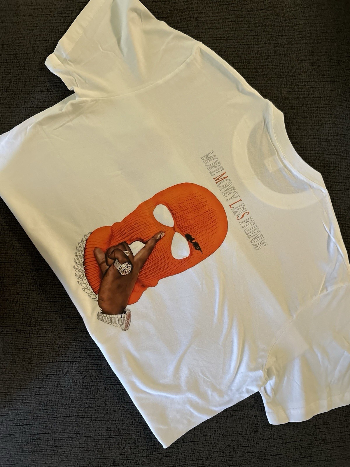 More Money Less Friends Graphic Tee White XL Streetwear T Shirt