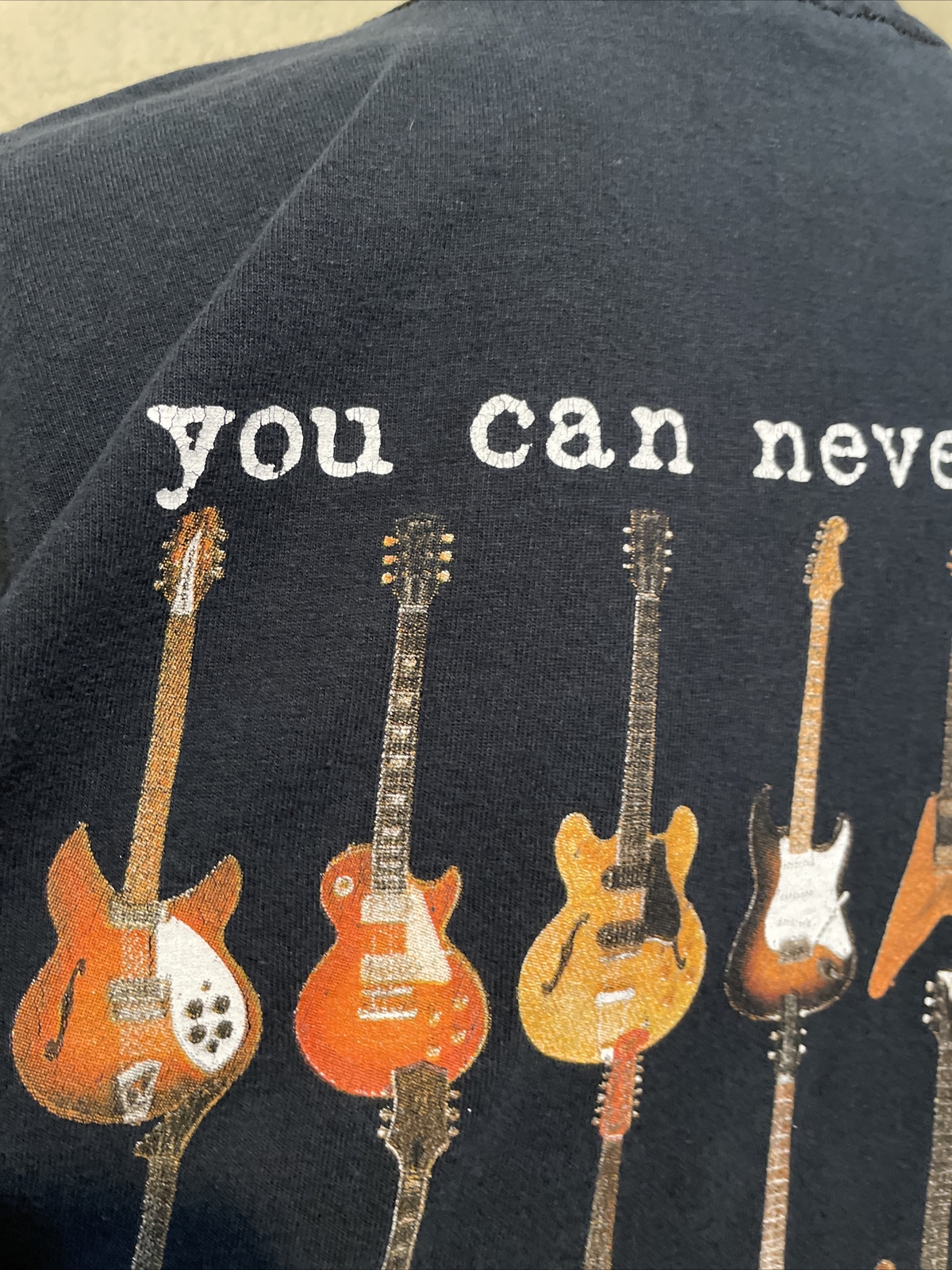 Vintage 90’s You Can Never Have Too Many Guitars Black Shirt Size XL