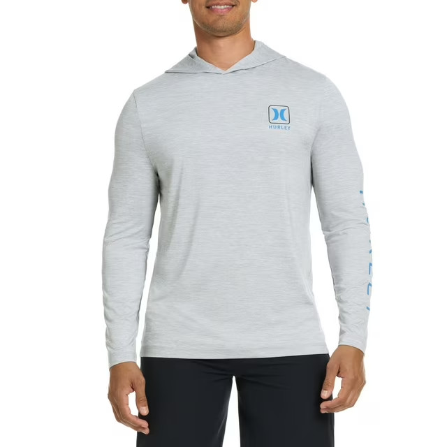 Hurley Men’s Sunny Side Hybrid Stretch Hooded UV T-Shirt Size XXL Light Grey