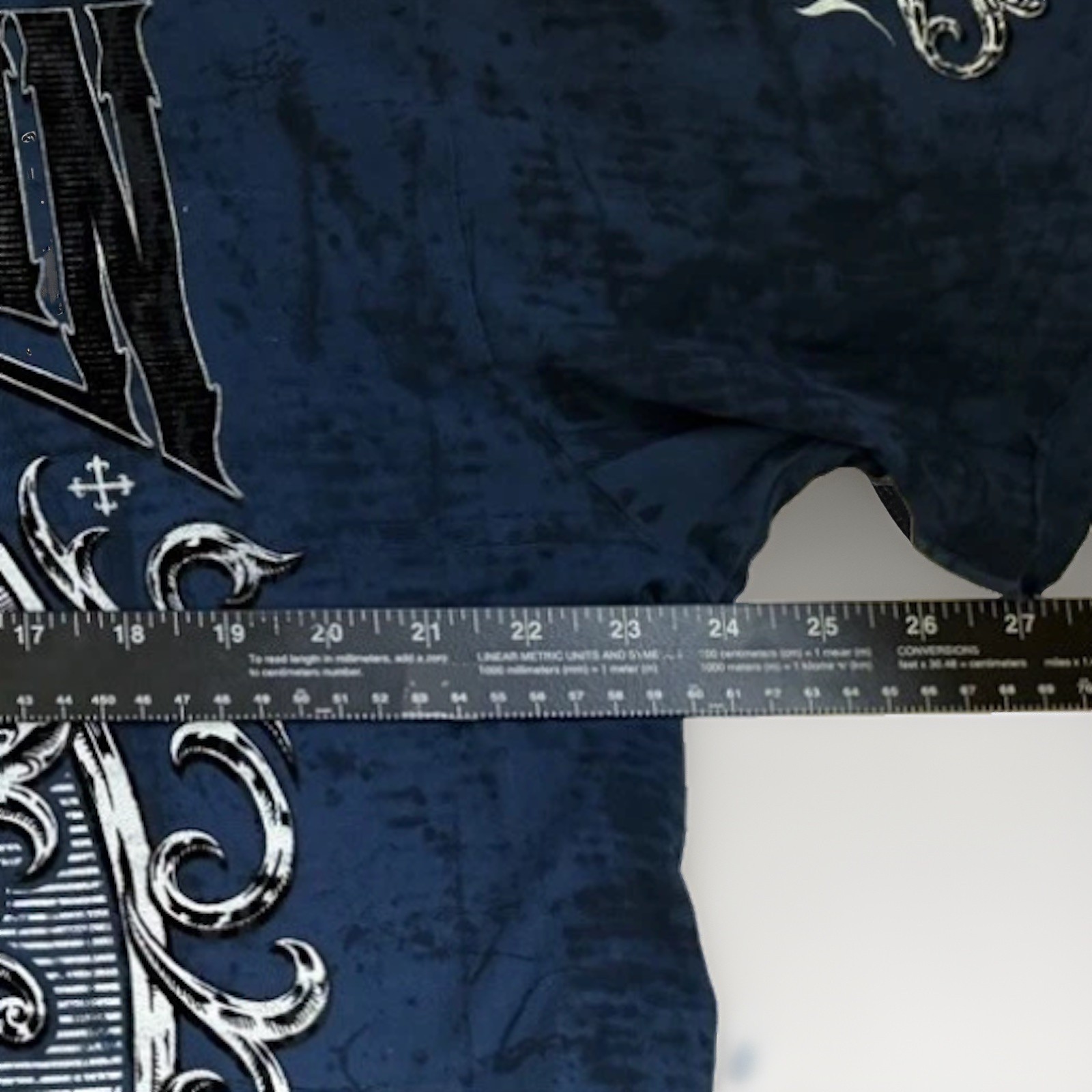 Affliction Abrasive Live Fast Reversible Tee Blue Distressed Graphic XXL NWT
