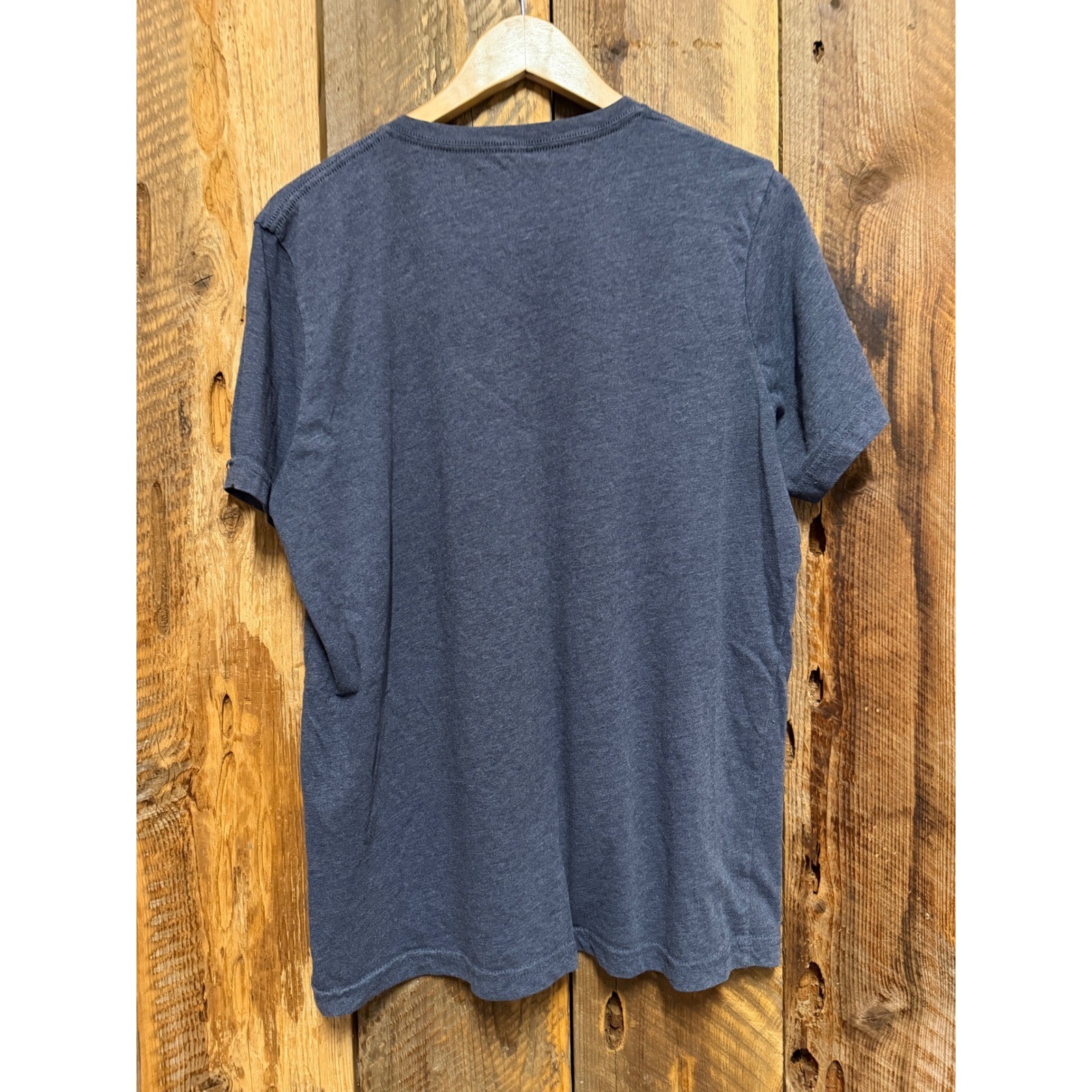 V Neck T Shirt Mens Large Blue Heathered Stretch Minimalist Preppy Neutral