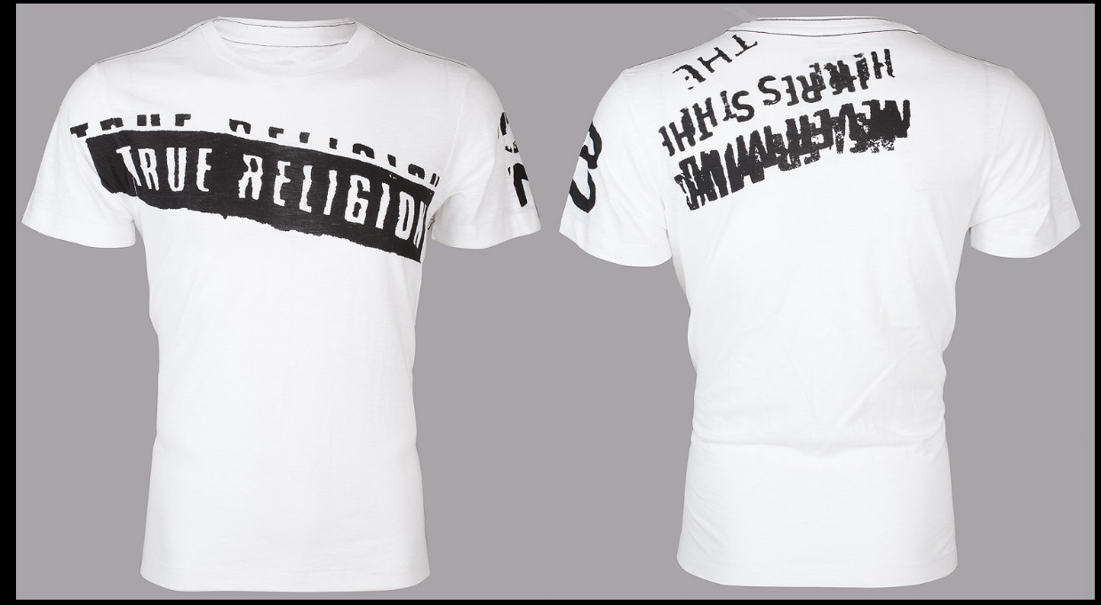 $69 TRUE RELIGION White Black STENCEL Short Sleeve Graphic T-shirt NWT