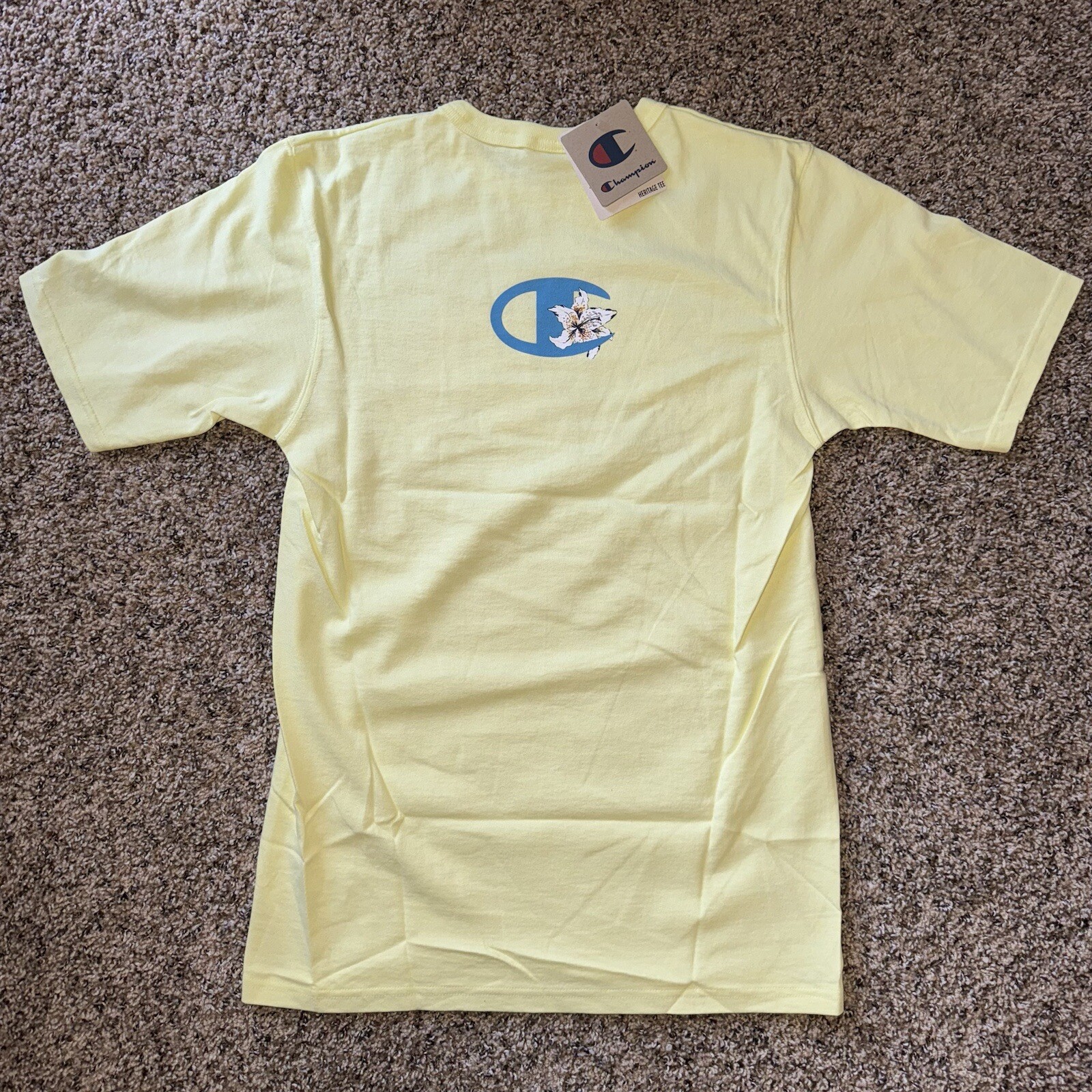 Champion Floral Graphic Heritage T-Shirt Yellow Multicolor C21035-106 Men’s NWT