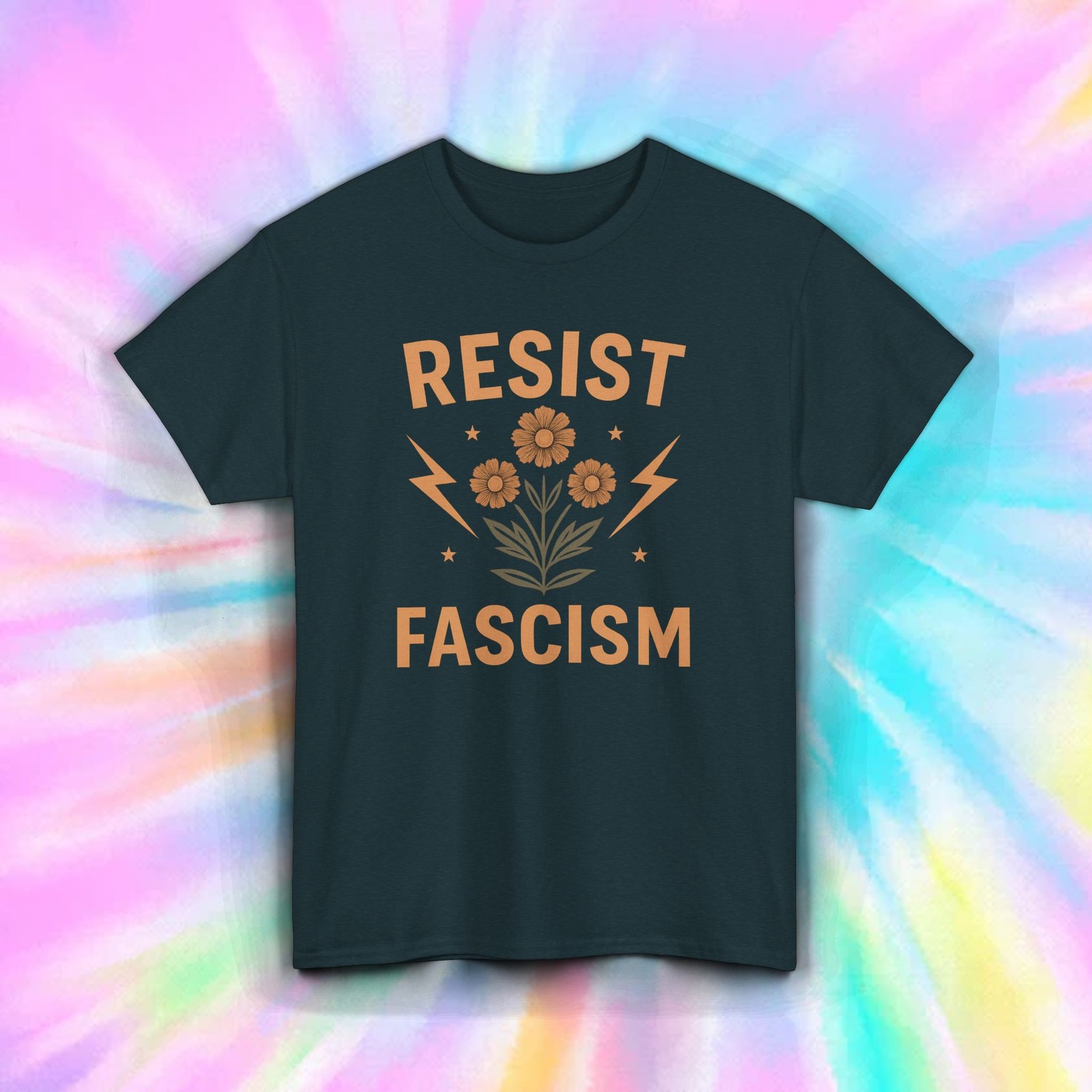 Resist Fascism Shirt Feminist Protest Flower Power Political Quote Tee S-5XL