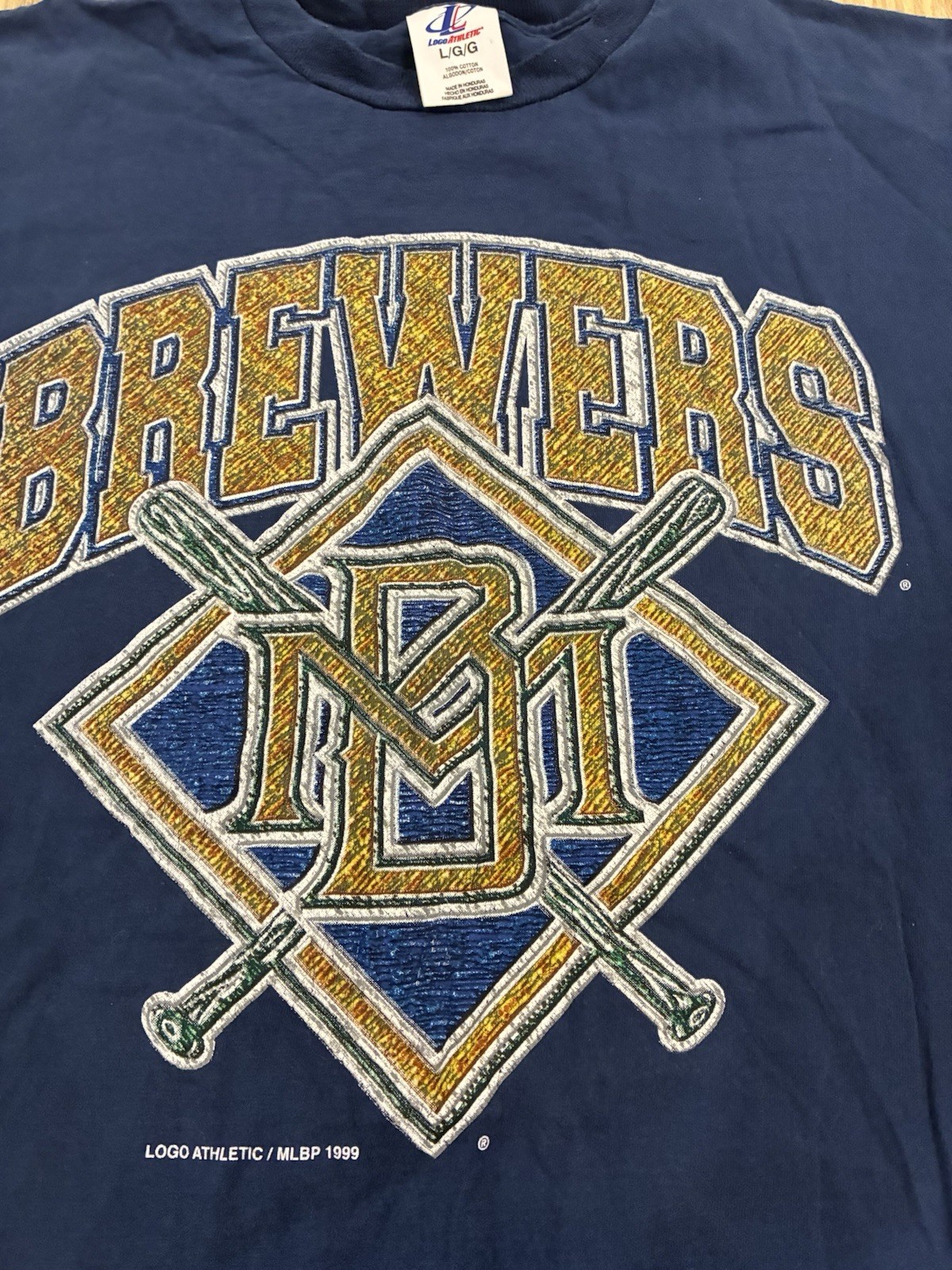 Vintage Logo Athletic Milwaukee Brewers T-Shirt MLB Graphic Size Large 90s