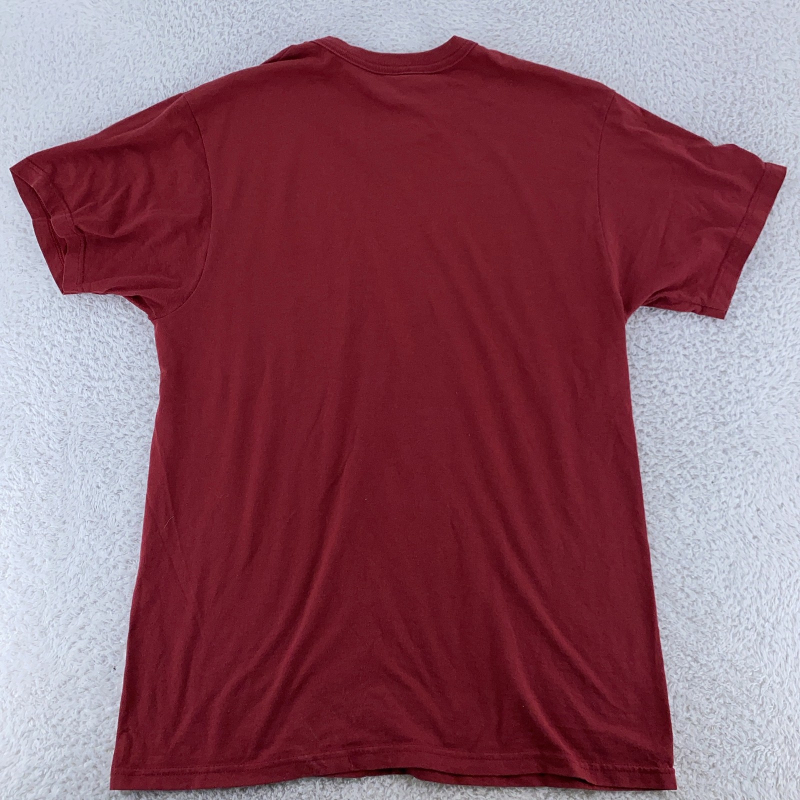 Vintage Blank Fruit Of The Loom Red Pocket Shirt Mens Medium Tee Cotton Poly