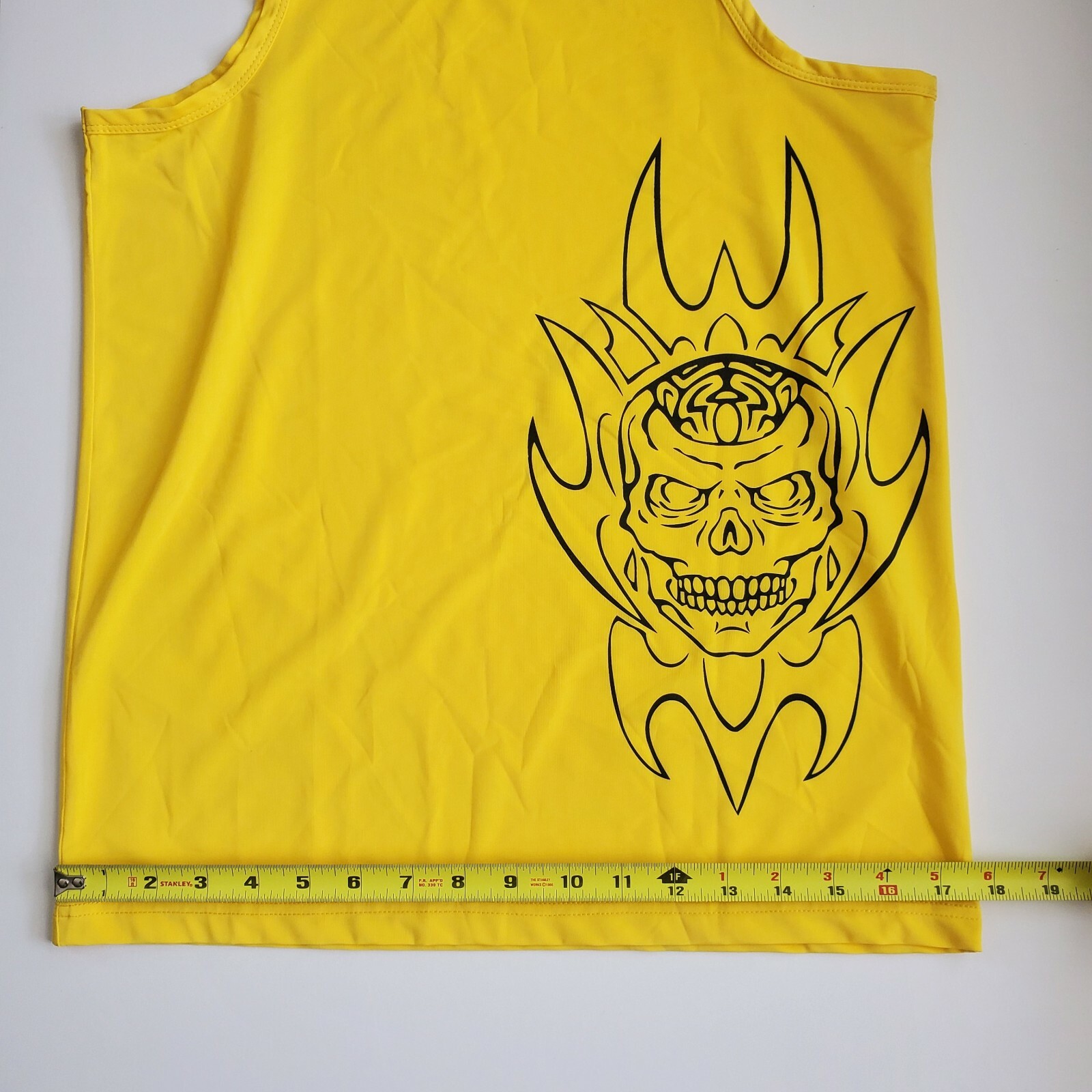 Equipo Yellow Tank Top M Polyester Spandex Sleeveless Graphic Skull Print