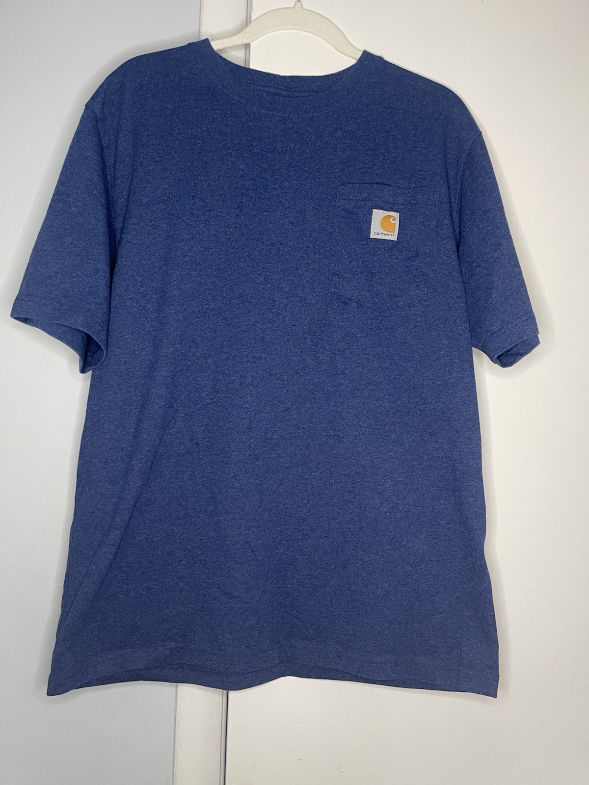 Carhartt Men’s M Loose Fit Blue Solid Pocket Logo Knit Crew Neck T-Shirt