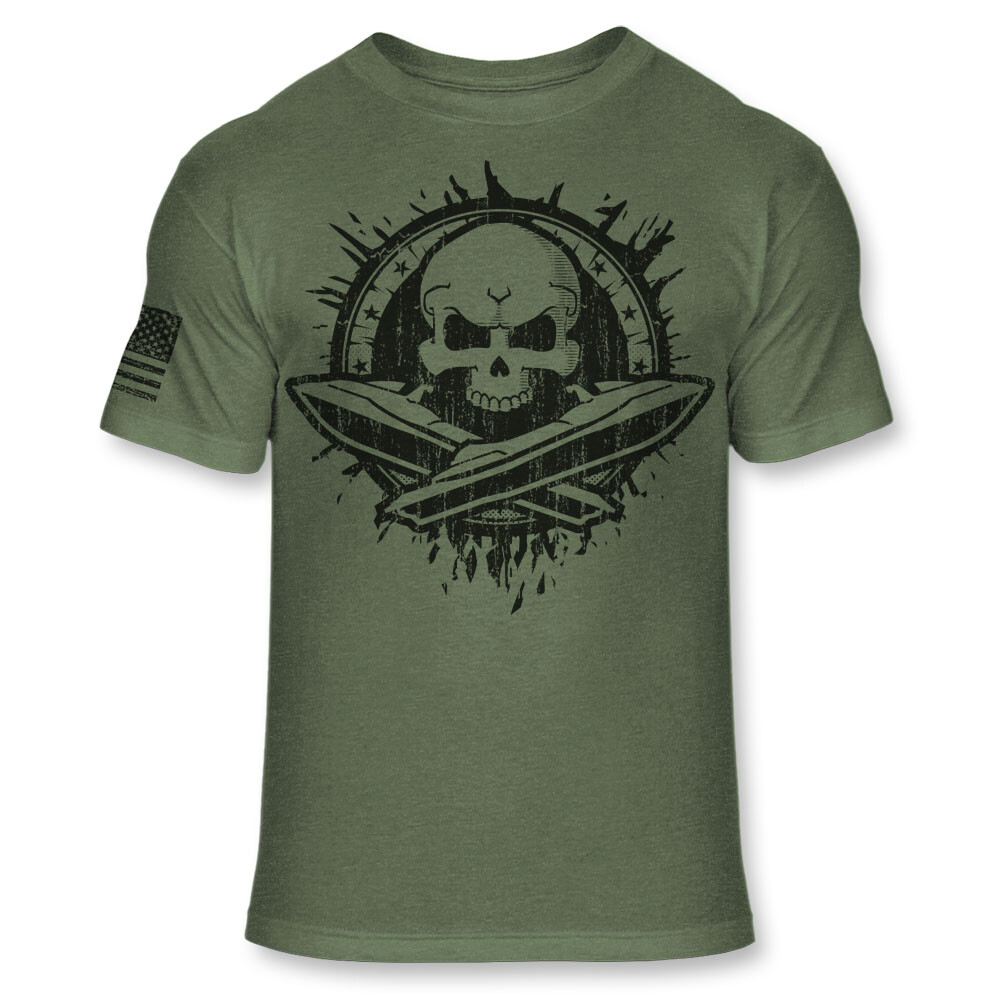 Water Scooter T Shirt – Watercraft Skull American Flag Athletic T-Shirt – A138