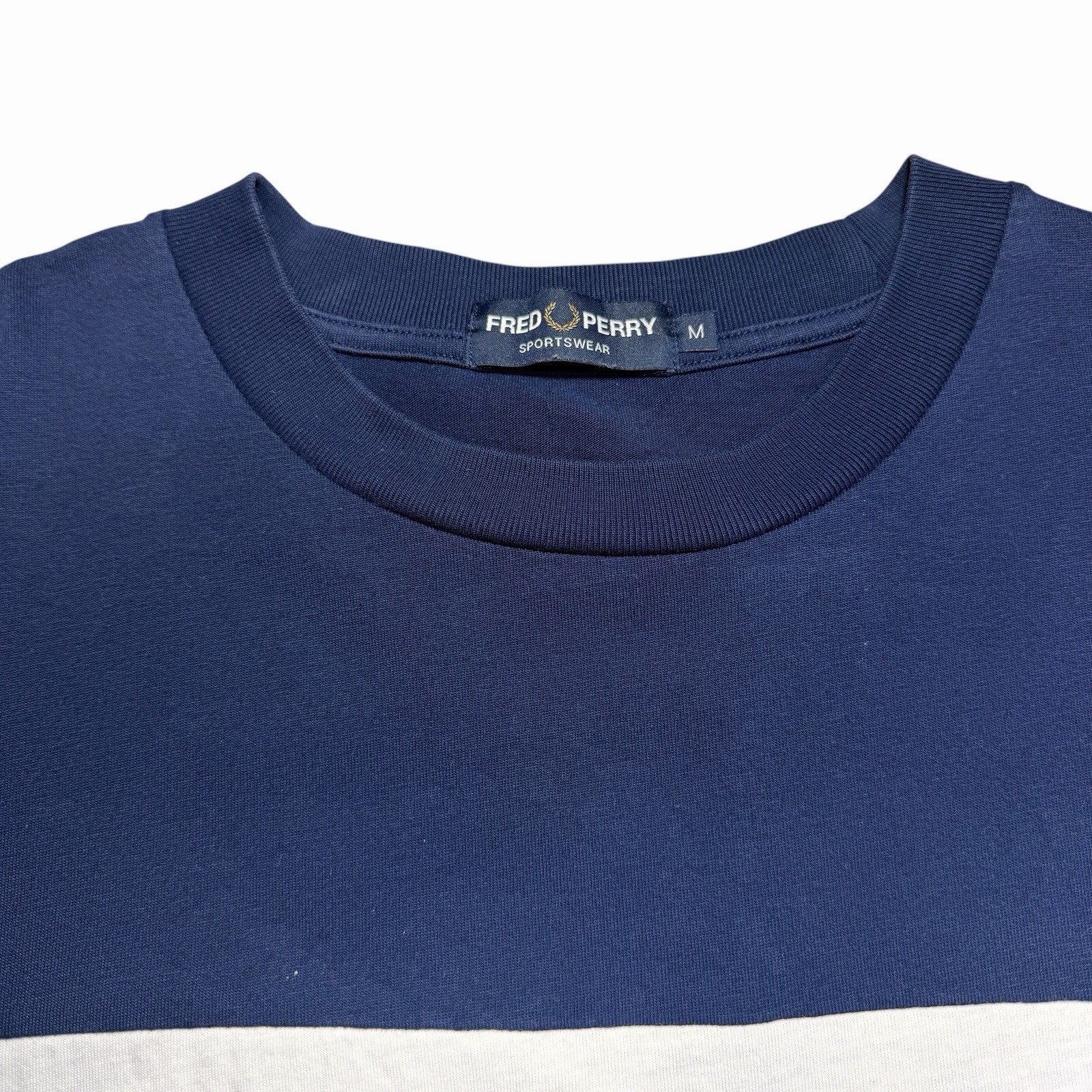 Vintage 90s Fred Perry Color Block Longsleeve White / Navy Blue Size Large L
