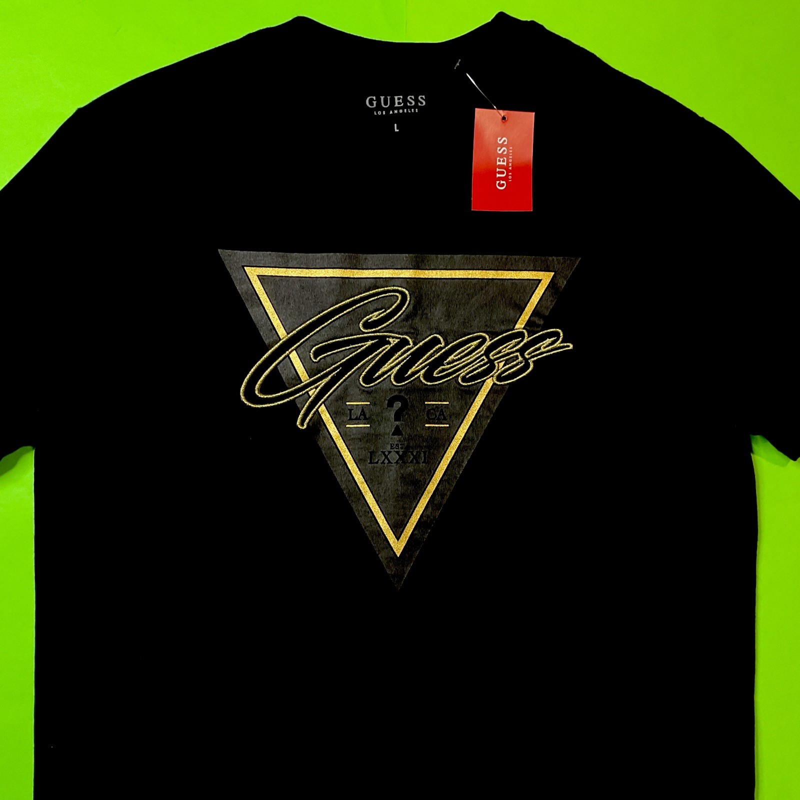 GUESS Los Angeles Men’s Short Sleeve T-Shirt Size LARGE Black 100% Cotton NEW