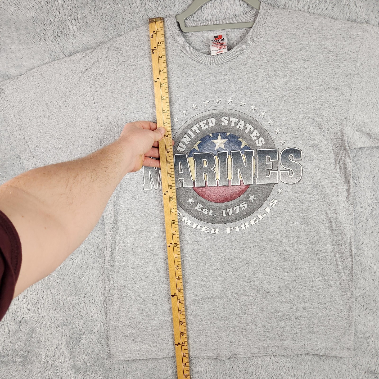 United States Marines Shirt Mens Large Gray Semper Fidelis Graphic USA Logo