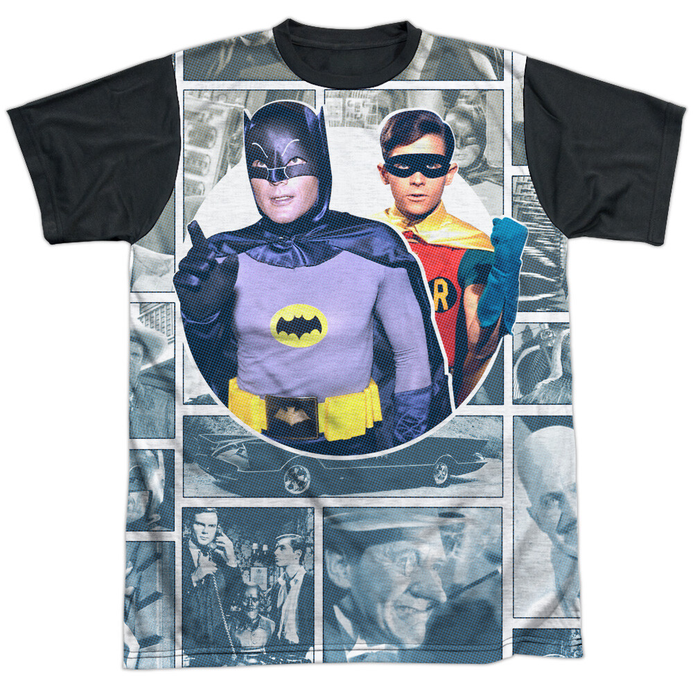 Batman Classic Tv 60S Panels Adult Halloween Costume T Shirt (Black Back), S-3XL