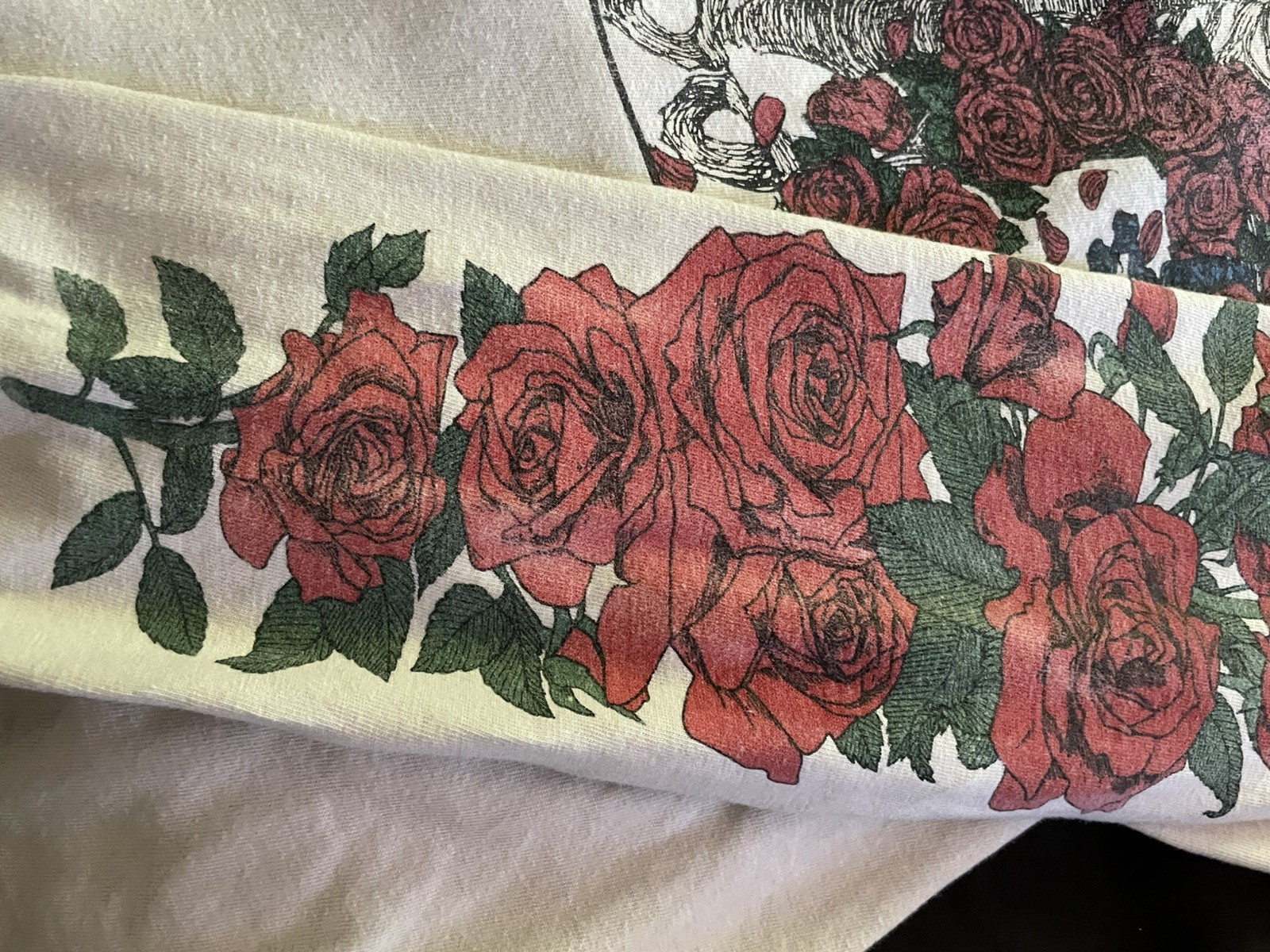 1980s Grateful Dead Long Sleeve Bertha Wagon Wheel and Roses T Shirt XL