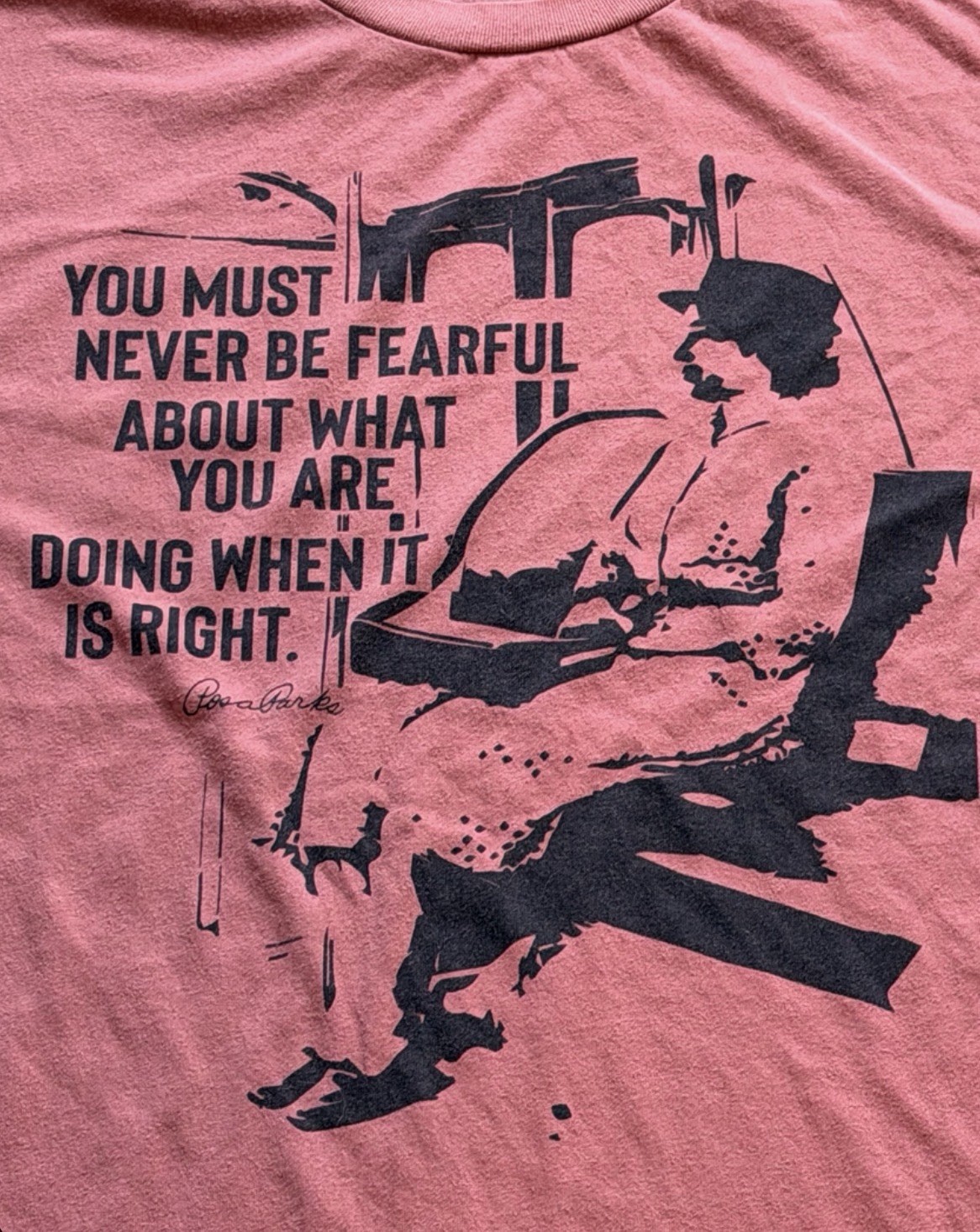 Rosa Parks Quote Graphic Print T-Shirt L Crew Neck Short Sleeve Cotton