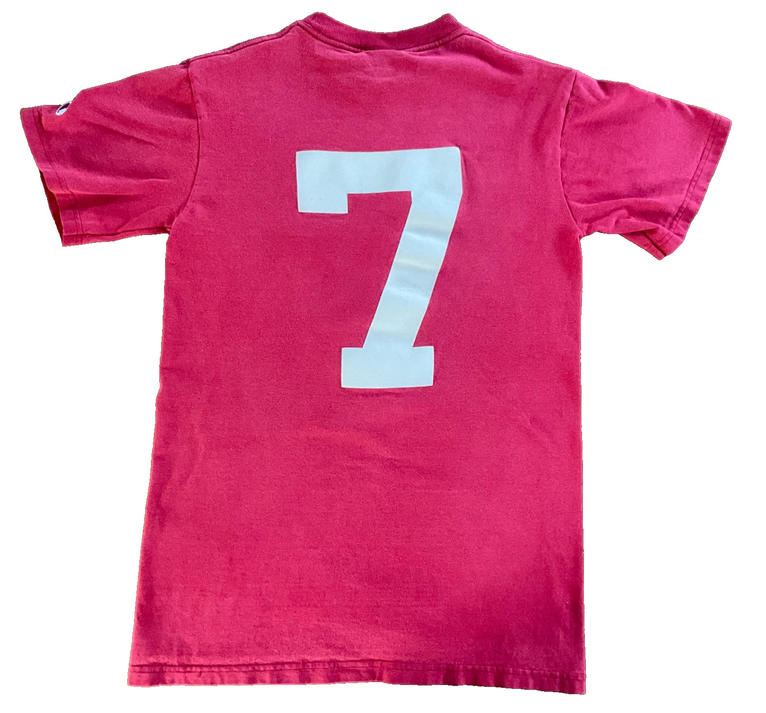 Vintage 2009 Champion T-Shirt Men’s Small Red #7 Jersey Style “S” Logo Athletic