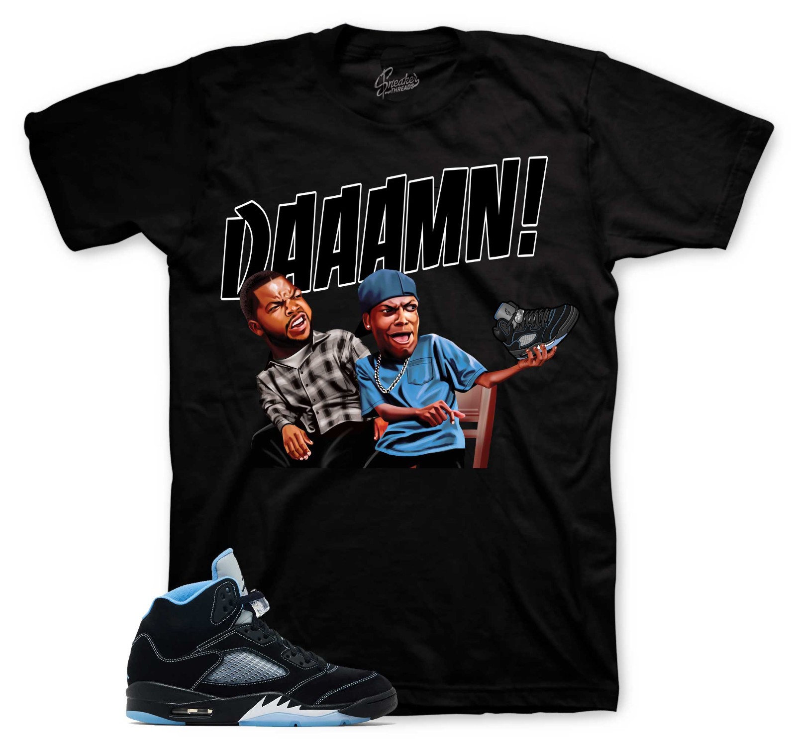 T-Shirt To Match Jordan 5 Black University Blue Sneakers – Damn Tees