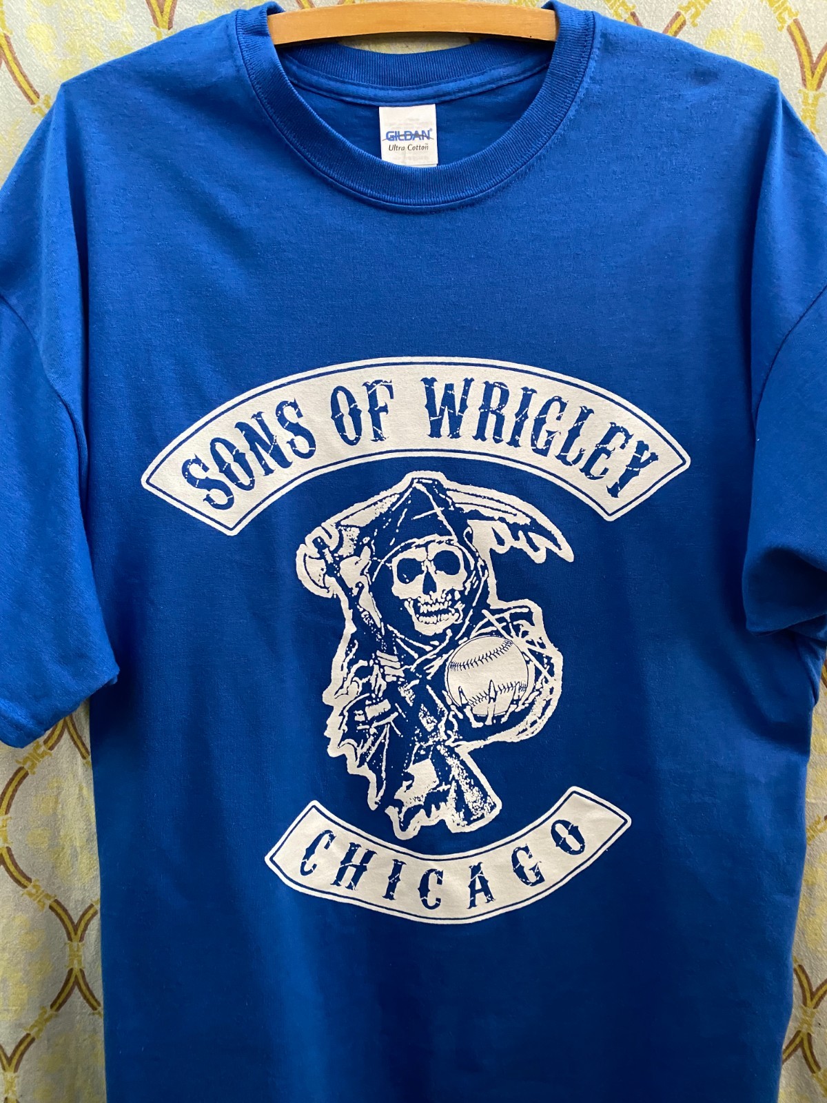 Vintage New T Shirt Chicago Cubs Baseball Sons of Wrigley Field Skull L XL