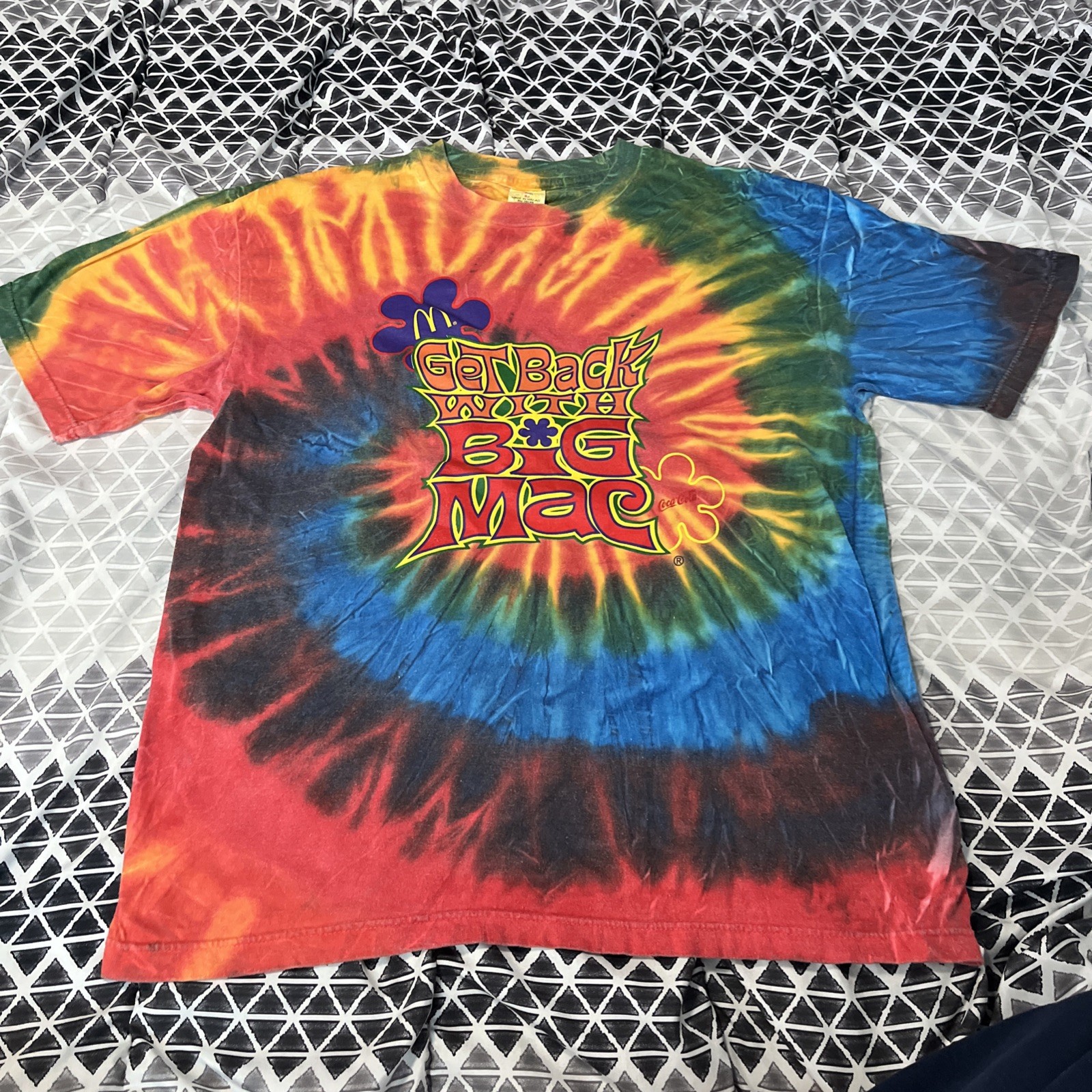 Vintage 90s McDonald’s Get Back With Big Mac Tie Dye Shirt Size Large