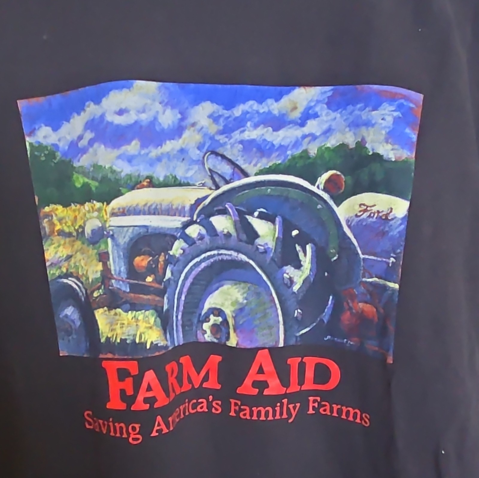 Aloré Farm Aid 2002 Double-Sided Graphic Logo T-Shirt Mens M Black Crew Neck Y2K