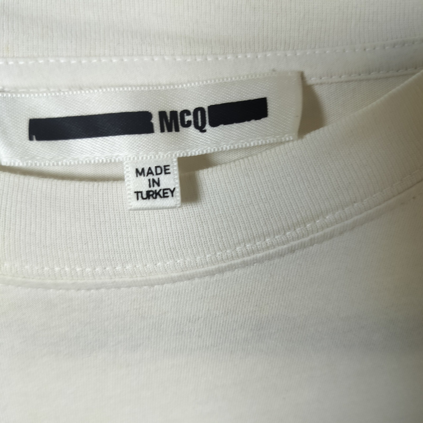 McQ Alexander McQueen Mens Abstract Graphic Print T-Shirt White Cream Large