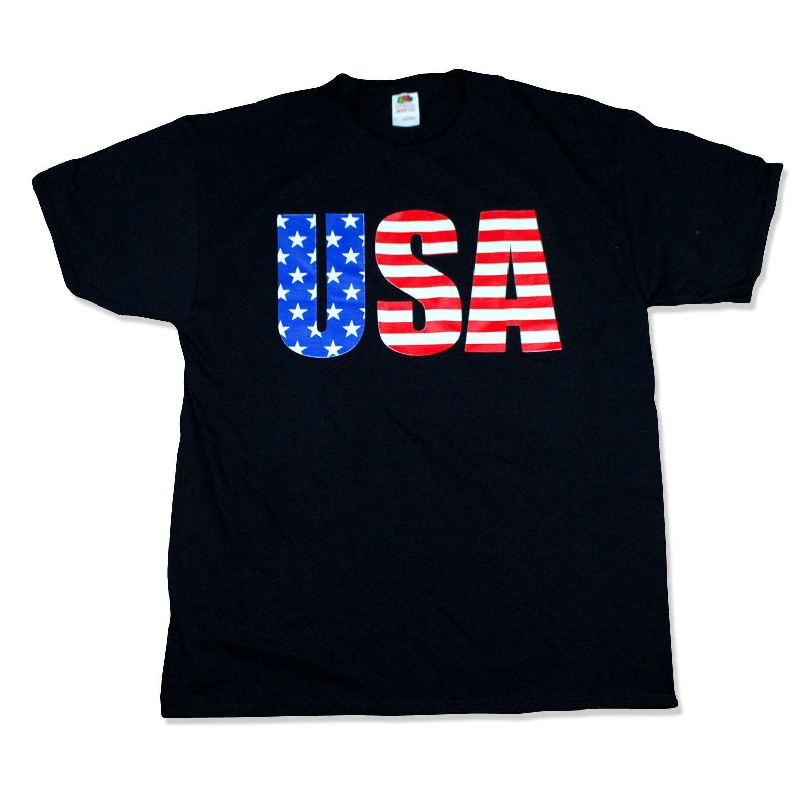 SA106 Mens American Freedom Flag Print Patriotic USA Graphic Black T Shirt