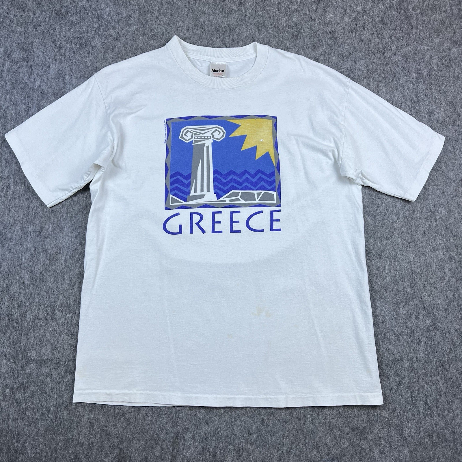 Vtg Murina 1993 Greece Men’s T-Shirt White Single Stitch Made In USA Size XL