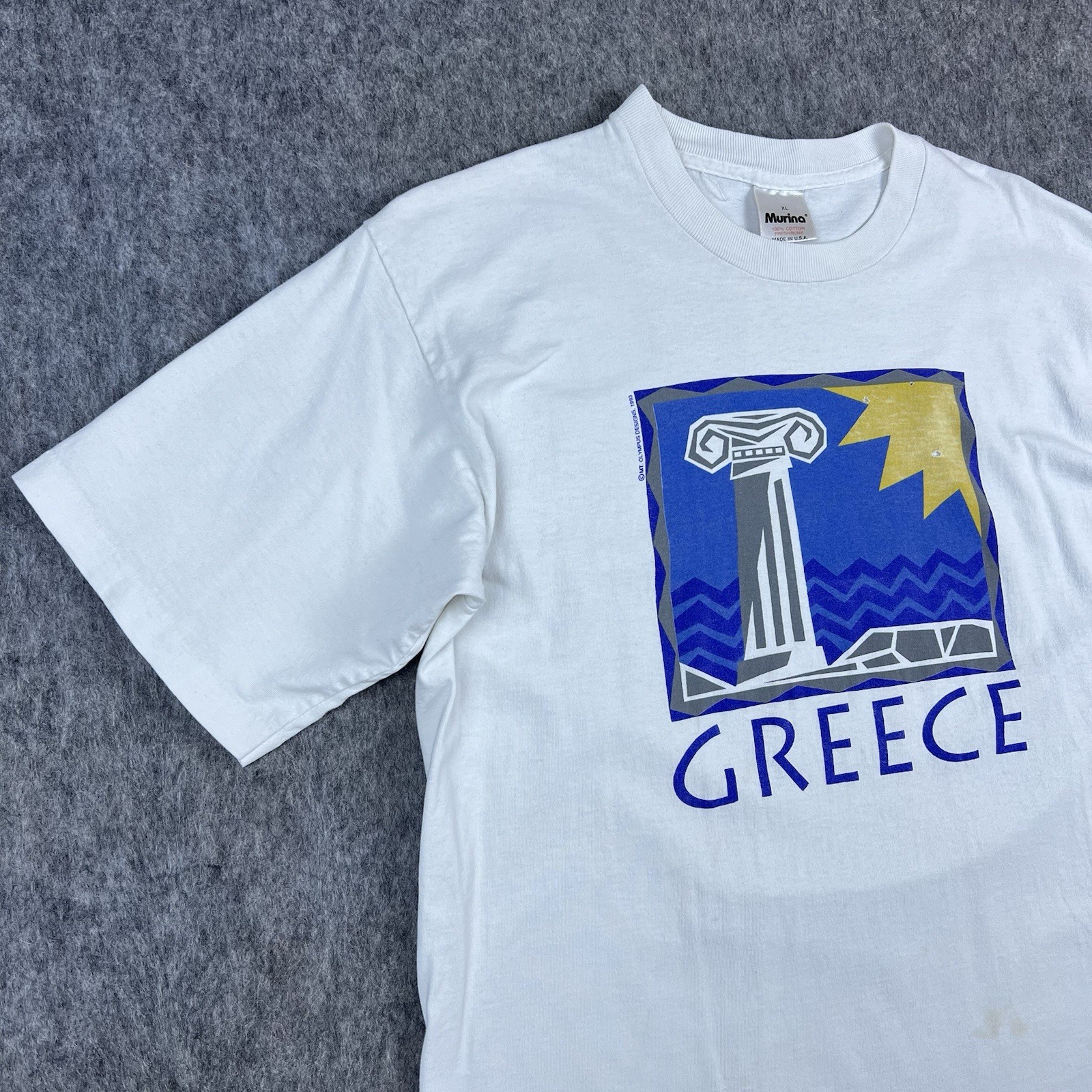 Vtg Murina 1993 Greece Men’s T-Shirt White Single Stitch Made In USA Size XL
