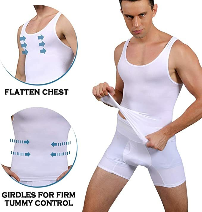 Mens Slimming Tummy Slim Shirt Body Shaper Belly Girdle Underwear Shapewear Vest