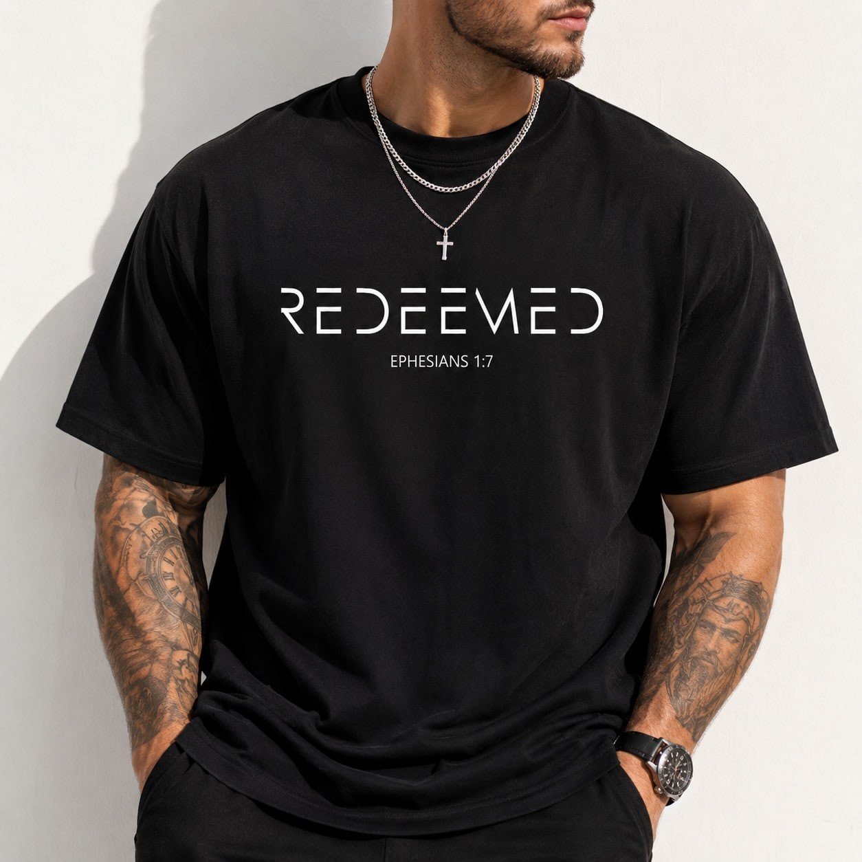 Men 100% Cotton Inspirational Letter Graphic T-Shirt, Casual Short Sleeve