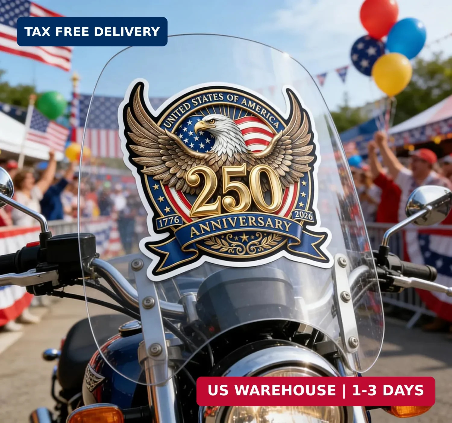 2PCS 250th Anniversary USA Car Decal Sticker 250 Anniversary USA Patriotic 4th o