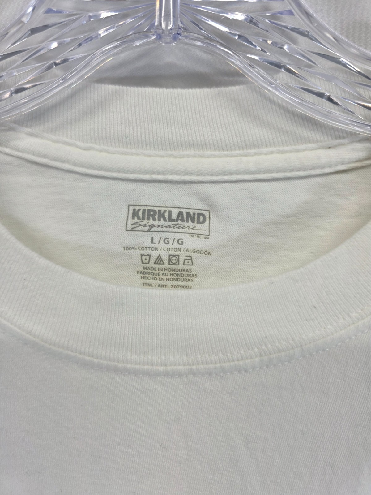 Kirkland Signature Mens White 100% Cotton Crew Neck T-Shirt Size Large 7079002