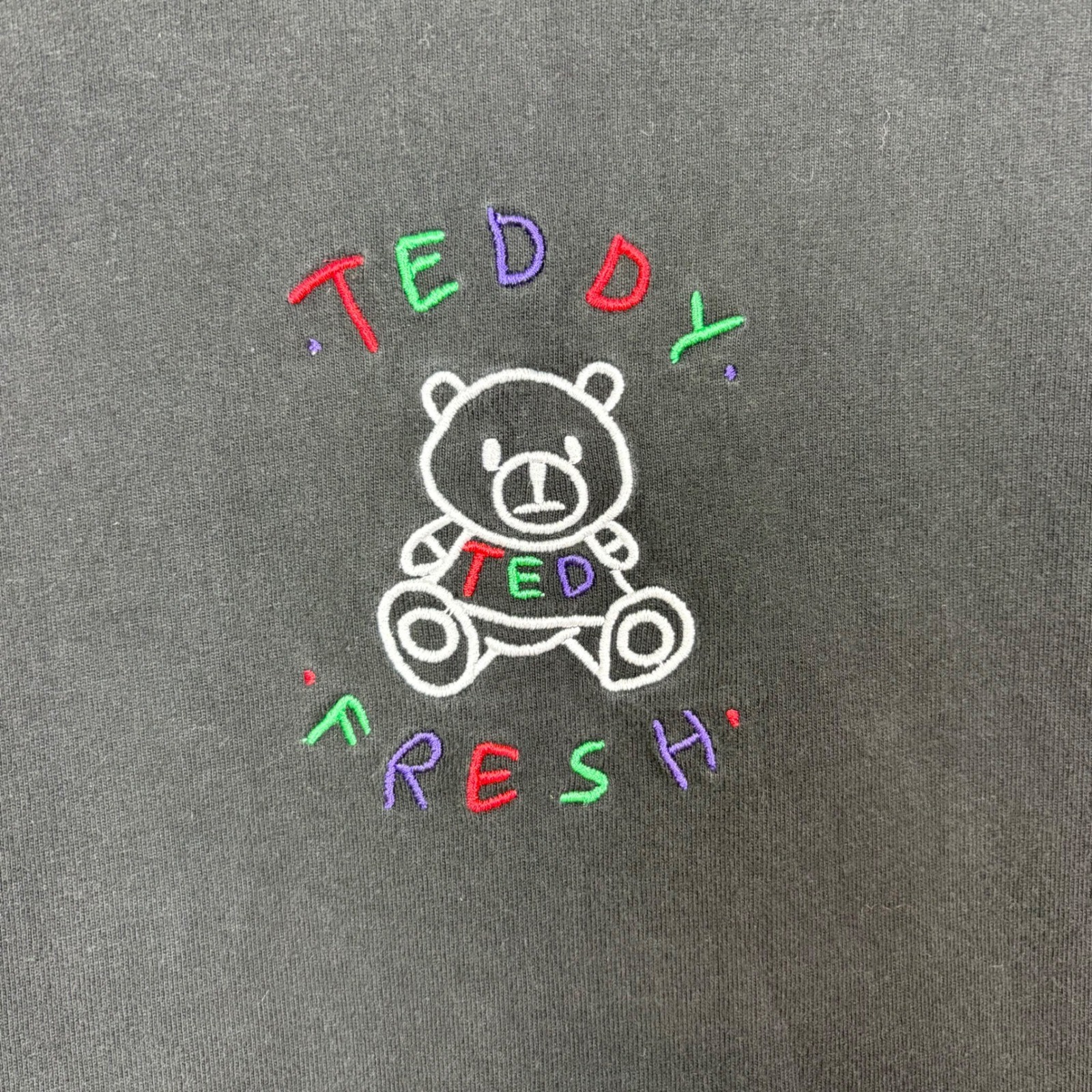 Teddy Fresh Black Tee Sz S Embroidered Logo Short Sleeve Streetwear Bear Unisex