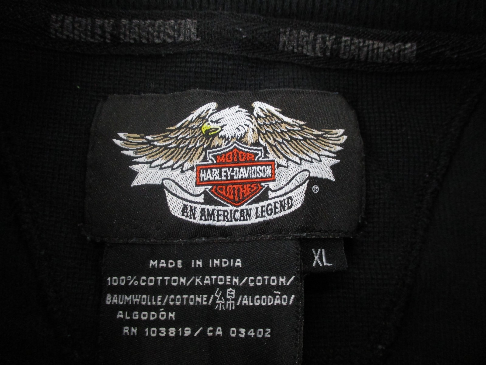 Harley Davidson Shirt Mens XL Black Biker Henley Woven Casual Pullover Y2K
