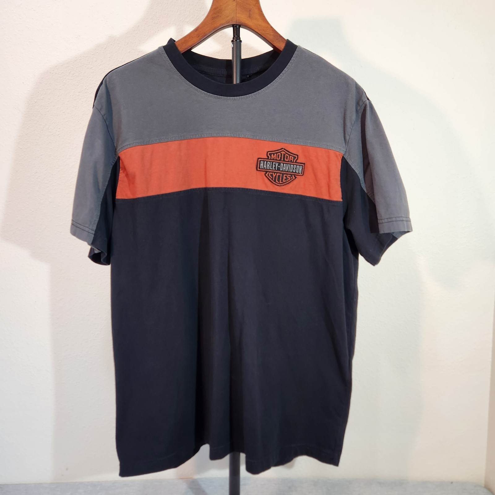Harley-Davidson Men’s L Short Sleeve Graphic T-Shirt Color Block Logo Biker