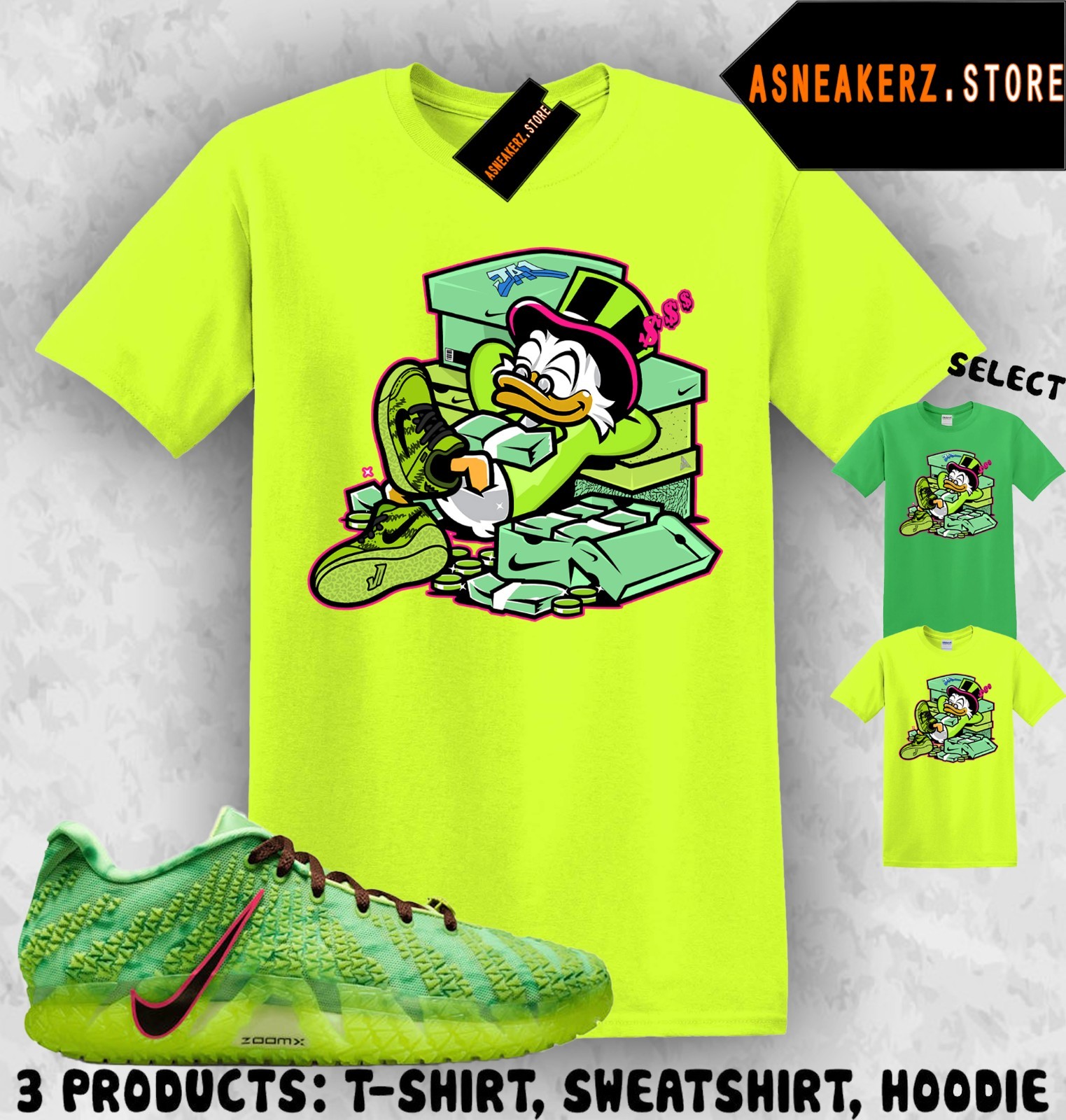 Shirt Match Ja 3 Zombie Spooky Season Sneaker Matching Tee Scrooge Duck T-Shirt