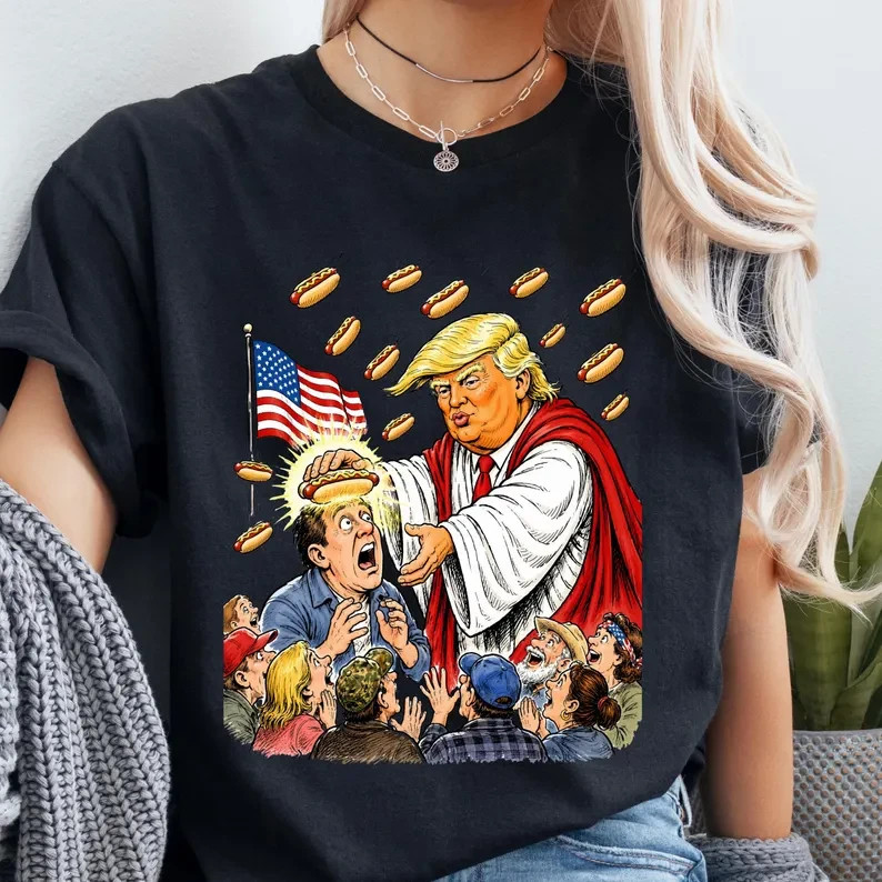 Trump Hotdog Jesus Shirt, Funny Political Satire Tee, Trump Meme Gift shirt