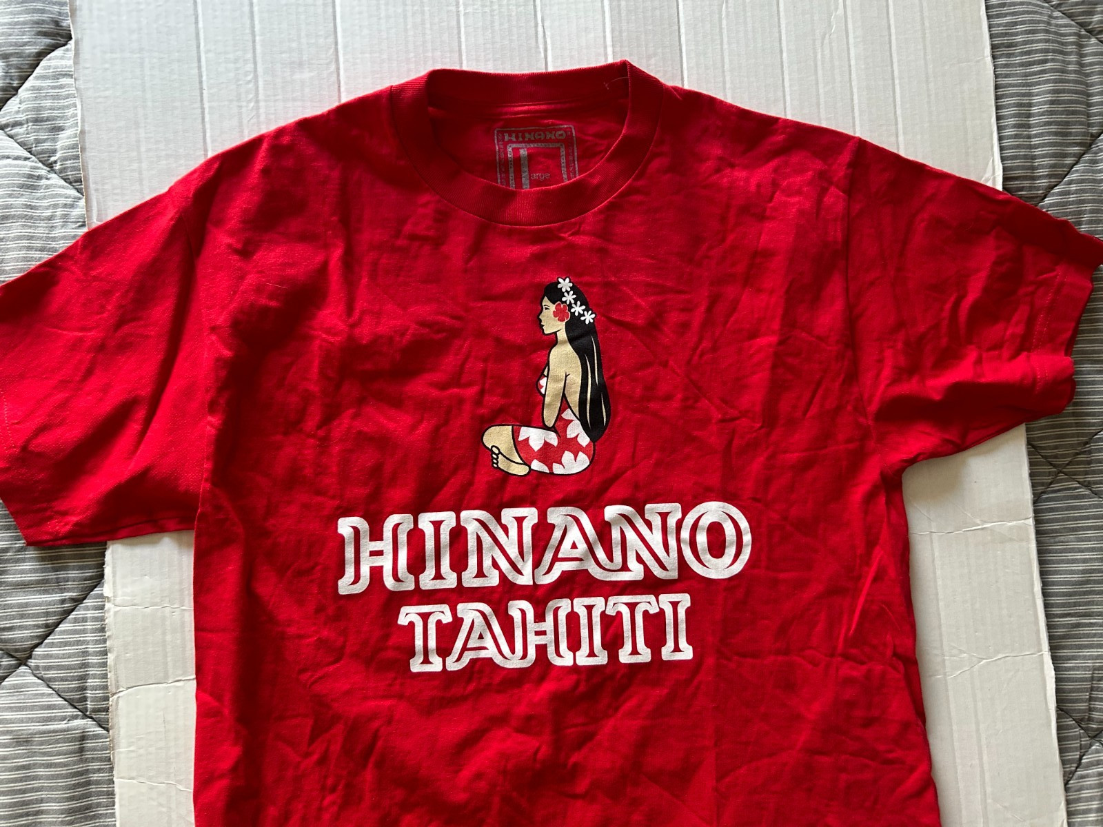HINANO TAHITI TAHITIAN GIRL SIZE L RED SHORT SLEEVE T-SHIRT…SEE DESCRIPTION