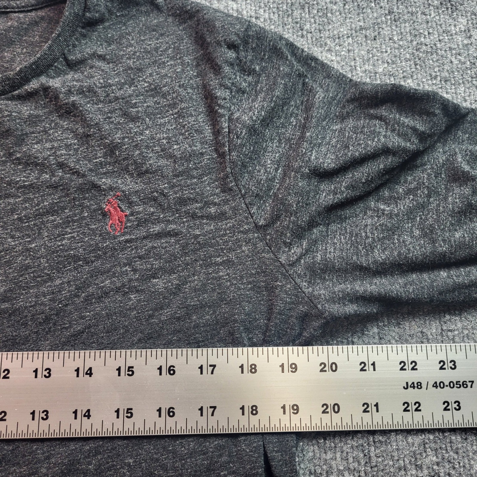 Polo Ralph Lauren Mens Long Sleeve T Shirt Gray Custom Slim Fit Large