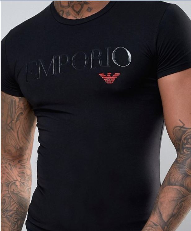 Emporio Armani Black Men’s T-Shirt,Glossy logo,Size M*L*XL