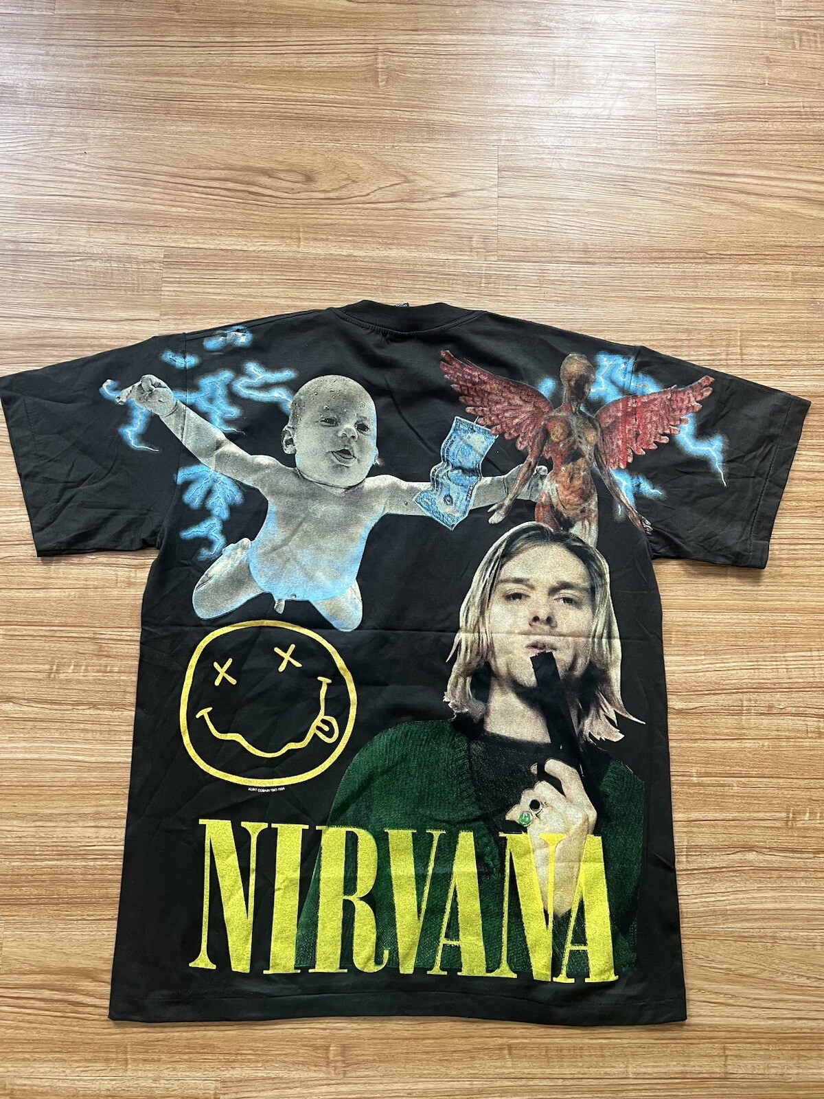 Nirvana Kurt Cobain Band AOP Single Stitch T-Shirt M, XL , 2XL Modern Boot