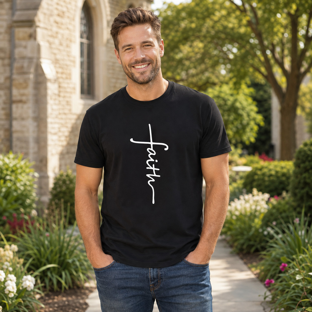 Faith Cross Shirt Christian Graphic Tee Religious Gift Unisex Inspirational