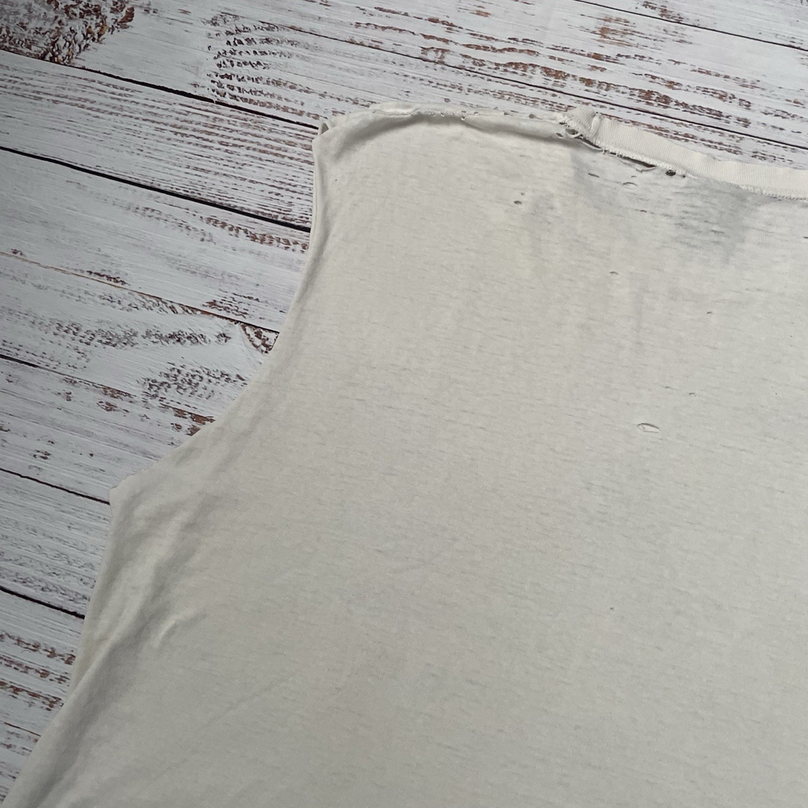 Vintage 90s Taz Looney Tunes Distressed Worn Faded Cut Off White Shirt Adult 2XL