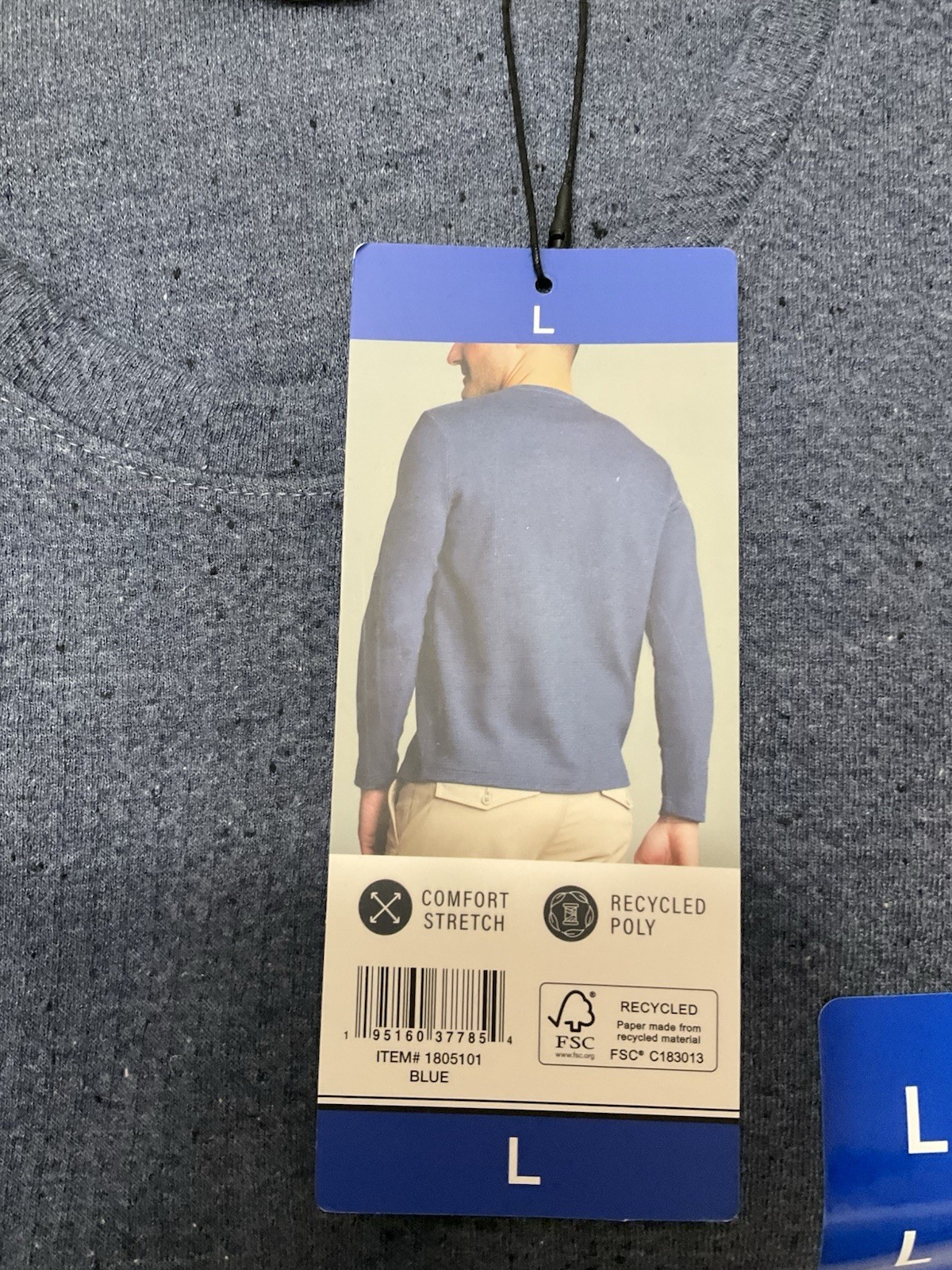 English Laundry Mens Long Sleeve Crewneck Shirt Blue Comfort Stretch Recycled L