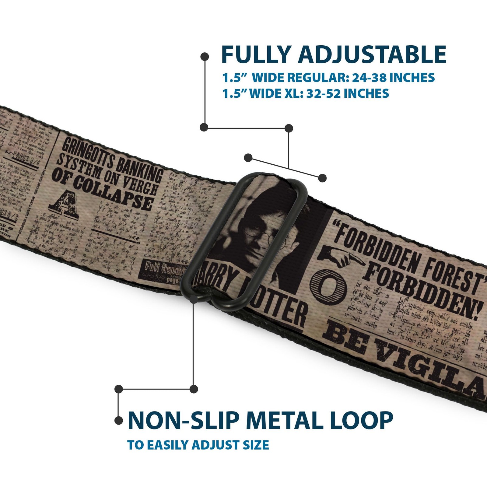 Seatbelt Belt – Harry Potter Newspaper Headlines – 1.0″ Wide – 20-36 Inches i…