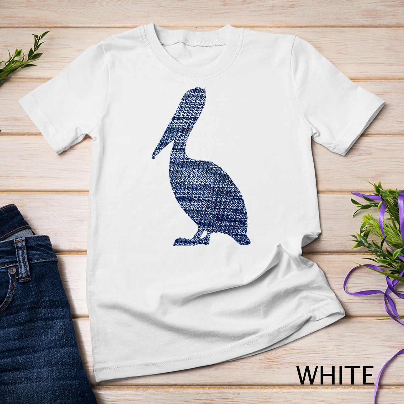 Pelican T Shirt – Denim Blue Jean Texture Unisex T-shirt