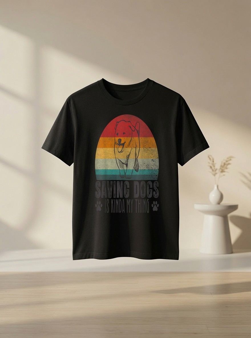 Saving Dogs Is Kinda My Thing Rescue Dog Paw Print Vintage Dog Lover Graphic Tee